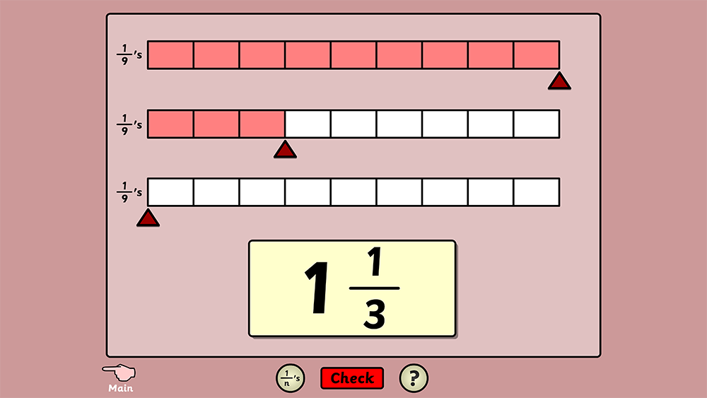 Colour strips to show mixed numbers