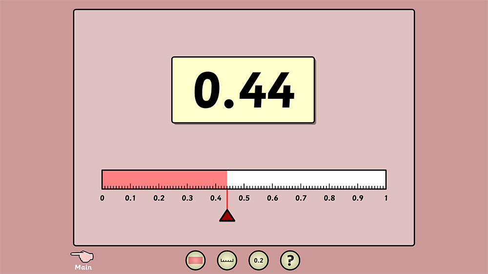 Explore one-place and two-place decimals on an interactive number line