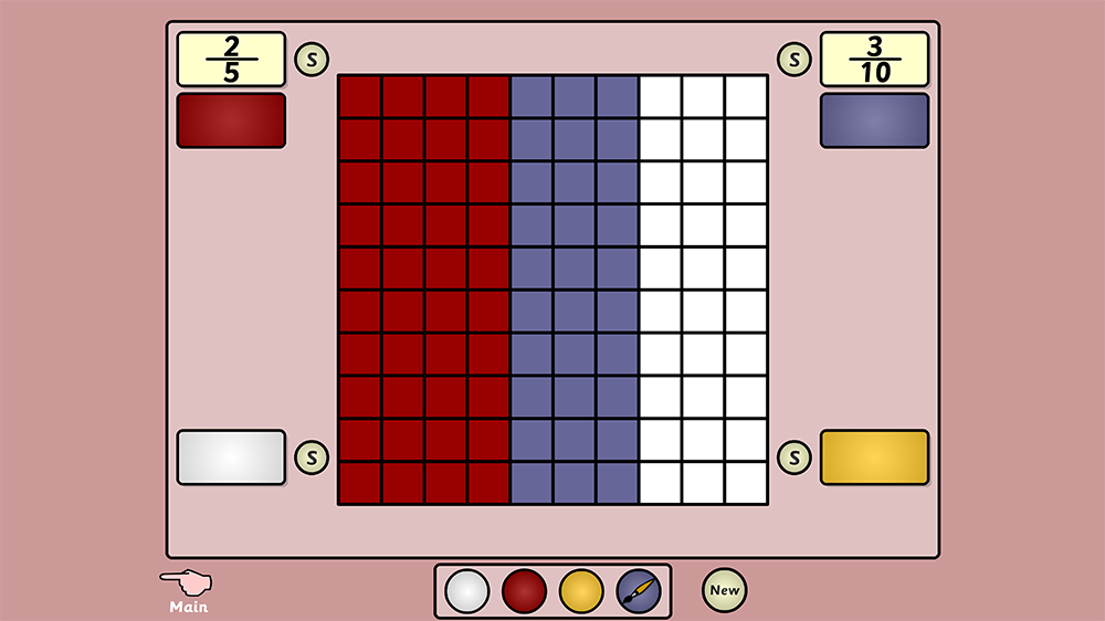 Shade shapes to show fractions with the Fraction Paint teaching tool