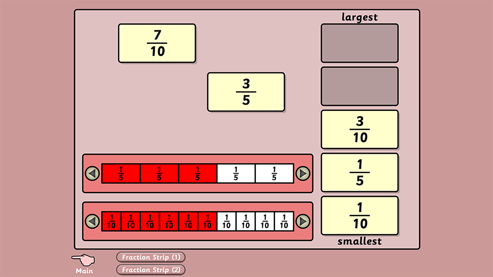 Order fractions from smallest to largest with the Fraction Stack tool